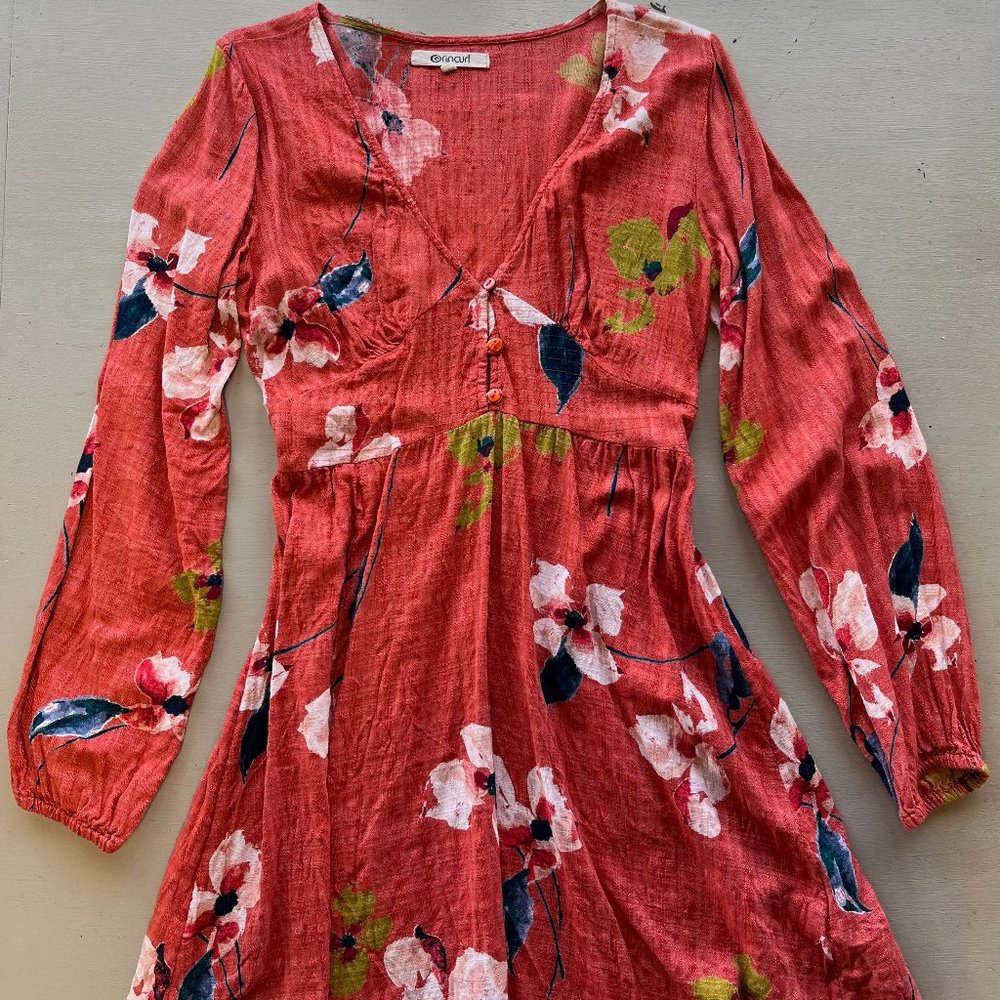 Ripcurl Puff-Sleeve Floral Skater Dress